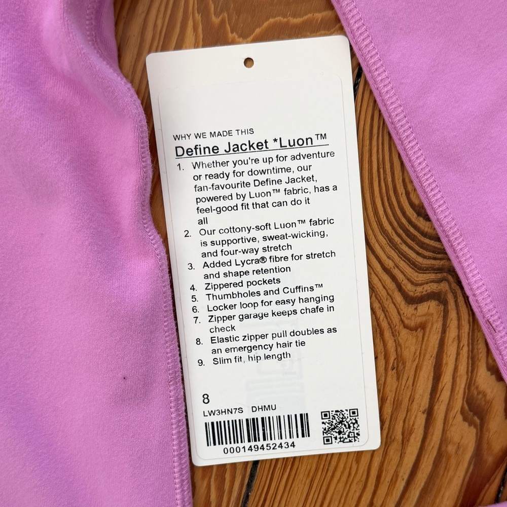 Lululemon Define Jacket Luon Dahlia Mauve 8 - Picture 2 of 5